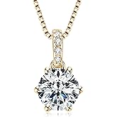DYUNQ 1-2 CT Moissanite Necklace for Women, Solitaire Lab Imitation Diamond Pendant, 18K White Gold Plated D Color Round Cut 925 Sterling Silver Necklace, GRA Certified, 18+2 inch Box Chain