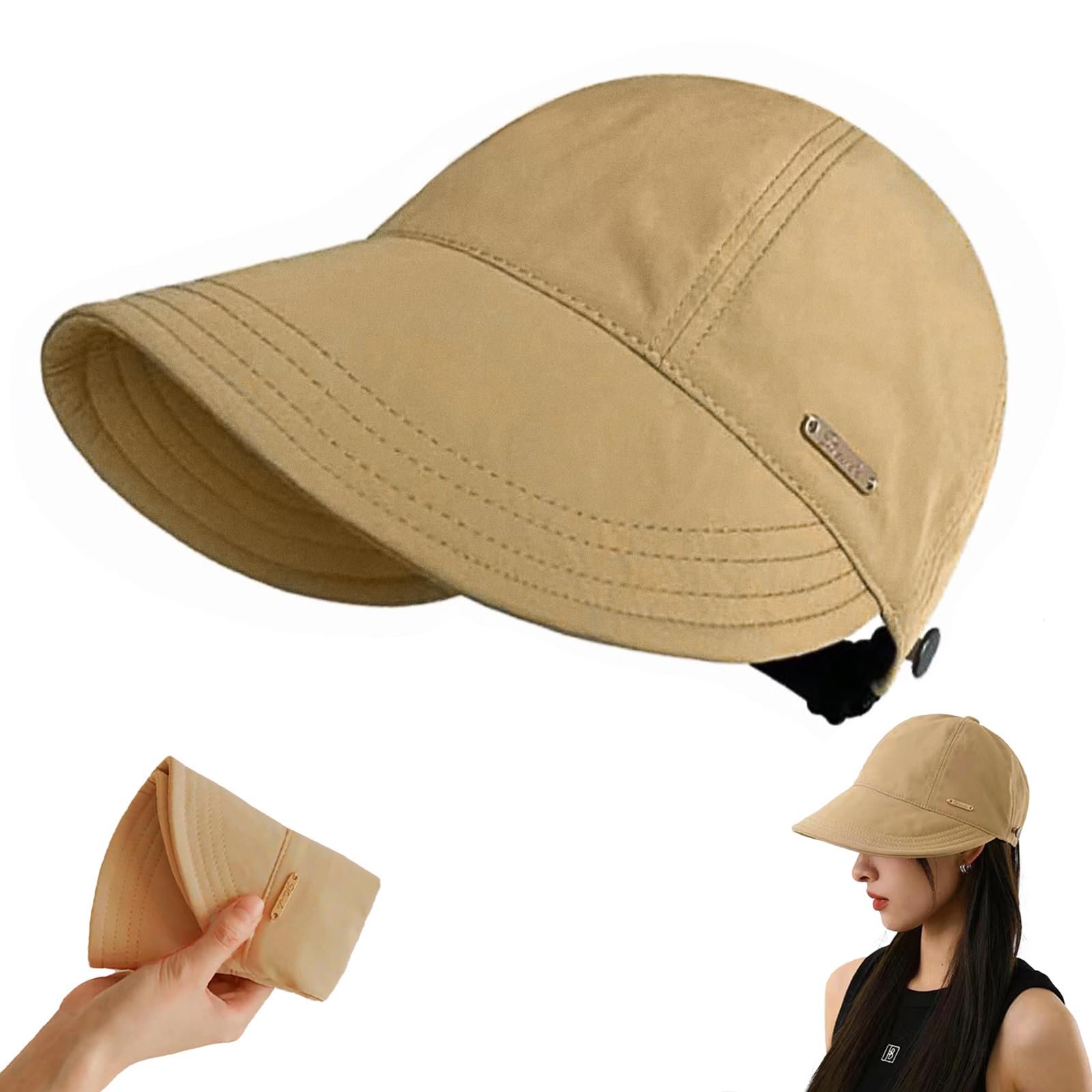 Photo 1 of (USED) huablo]UPF 50+Womens Sun Hat Wide Brim Hat UV Protection Hiking Fishing Hats Adjustable Ponytail Packable Sun Cap Khaki