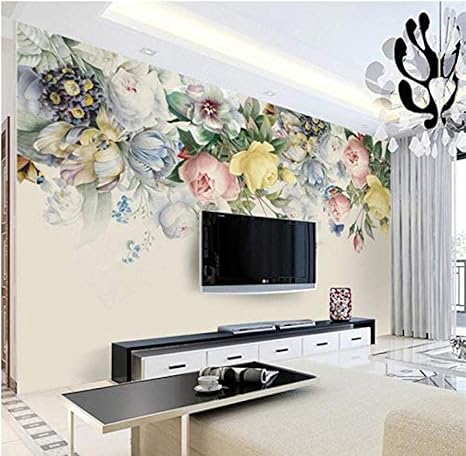 Amazon Djskhf カスタム契約農村壁画リビングルームソファ背景壁紙 フィルムとテレビ壁布色花 0x140cm 壁紙