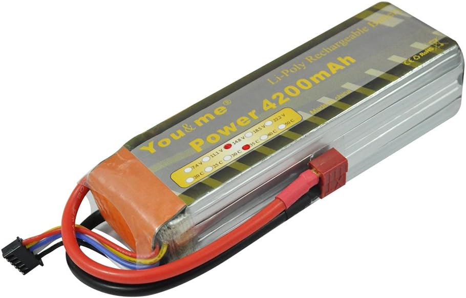 Youme AKKU RC Lipo Battery 4200MAH 14.8V 4S 35C-70C Deans T Connector For RC Helicopter Airpalane Boat Remote Control car