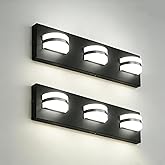 NOVELUX LED Dimmable Bathroom Vanity Light Fixtures, 1550LM 3 Light, Black Modern Matte Bathroom Lighting, Over Mirror Vanity
