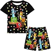 Toddler Boys Short Sleeve Shirt Set Kids Graphic Tee Shirt with Short Summer Clothes Set