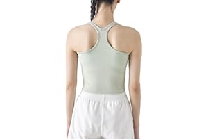 SPHINX CAT Ribbed Workout Short Racerback Tank Tops for Women with Built in Bra