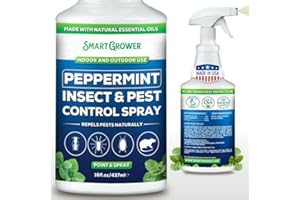 All Natural Peppermint Oil Insect & Pest Control Spray Repels Mice, Spiders, Ants, for Home, Indoor, Outdoor, Garden Maximum Strength Smart Grower Ready to Use 16 FL OZ