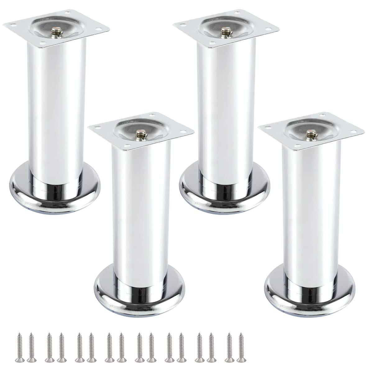 MixDora 4 x Furniture Foot Wardrobe Foot Bed Feet Couch Feet Sofa Feet Furniture Leg Base Chrome (150mm)