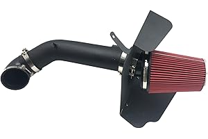OBUYTO 4 Inch Cold Air Intake Filter Kit & Heat Shield for 2009-2014 Silverado 1500 GMC Sierra 1500 Yukon Cadillac Escalade ESV EXT (Black & Red)