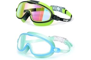 Seago Swim Goggles 2 Pack Anti-Fog Anti-UV Wide View Swimming Goggles for Kids 3-14