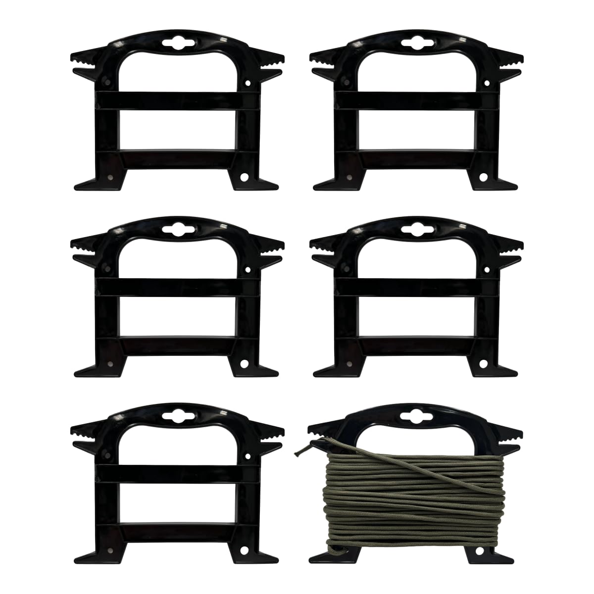 EDCX Paracord Winder (5 Pcs) - Paracord 550 Organizer | Rope Winder | Parachute Cord Keeper | Paracord Winder | Fishing Line Cable Bobbins | Rope Organizer Tool (Black, 5 Pcs)