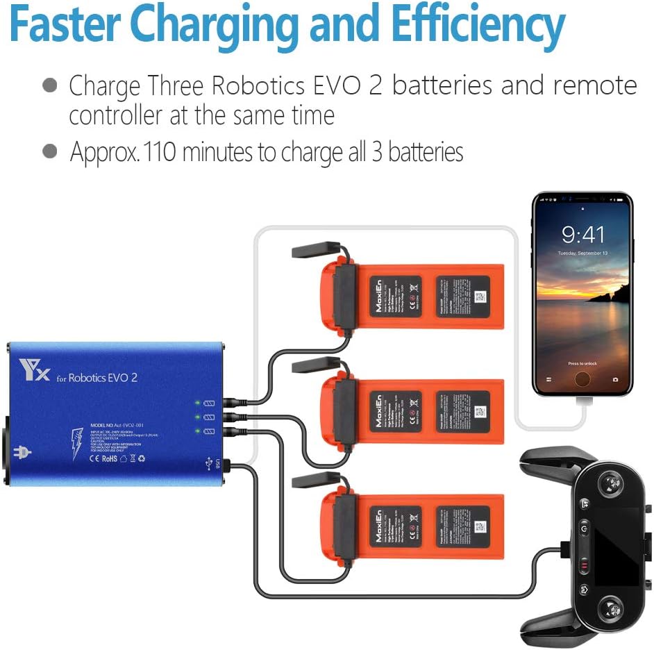 Hanatora Battery Charger for Autel Robotics EVO 2/II, EVO II Pro,EVO II Dual Drone and Remote Conteller,Rapid Multi Parallel Charging Hub Accessories: Toys & Games