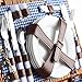 VonShef 4 Person Wicker Picnic Basket Hamper Set with Flatware, Plates and Wine Glasses includes Blue Checked Pattern Lining and Free Picnic Blanket