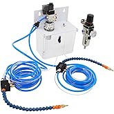 Cooling Spray Pump Kit, 110V Cutting Machine Misting System, 4.65In Solenoid Valve AC Resin A3 Iron Air Volume Adjustable Coolant Pump Oil Mist Sprayer w/2Pneumatic Cooling Spray Tubes for CNC lathes