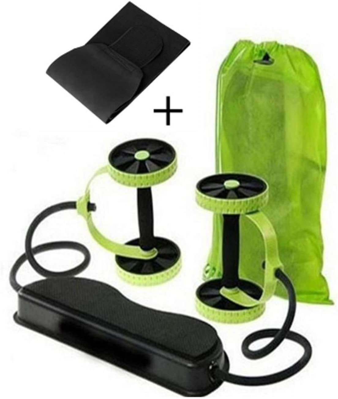 Aurora Originals Double Ab Roller Wheel Fitness, Abdominal Waist Trainer Core Exercise with Resistance Bands