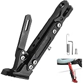 Qurbuns Motorcycle Kickstand, Height Adjustable Foot Side Support Parking Kickstand, Aluminum Alloy Tripod Holder Foot Side Support Stand Modified, Universal for Scooter Motorbike Motocross (Black)