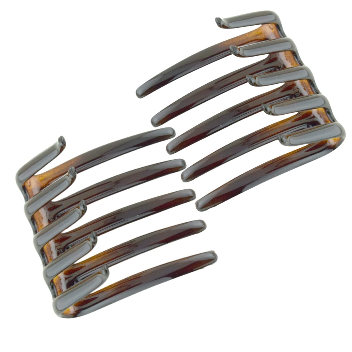 Parcelona French Crab Interlocking Medium Celluloid Shell Hair Clip Side Comb 2 1/4 Inches by Parcelona