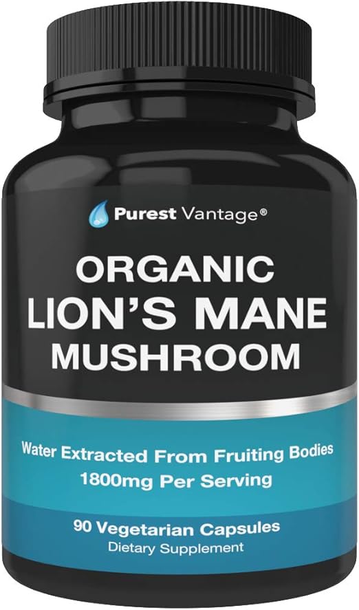 Organic Lions Mane Mushroom Capsules 1800mg Lion's Mane Mushroom