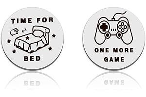 FEPIBUR Funny Destiny Flip Coin Decision Coin Gift for Sons Teens Boys Men Boyfriend Gamers Valentine's Day Gift One More Game Go to Bed Coin Birthday Christmas Graduation Gift for Game Lover