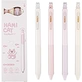 MOZXIRZ 4 Pcs Cute Retractable Pens Cat Gel Pens Gliiter Aesthetic Pen 0.5mm Fine Point Black Ink Smooth Writing Kawaii Cartoon Kitty Pen for Women Girls Office School Supplies (4Pcs Gliiter Cat)
