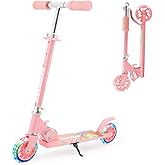 Scooter for Kids with Light up Wheels, 3 Adjustable Levels, Rear Brake