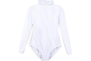 BAKPH Women's Dance Ballet Leotard Turtleneck Long Sleeve Leotard with Durable Snaps