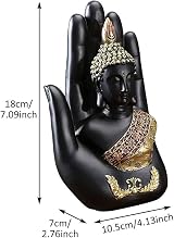 NHBETYS Resin Palm Buddha Statue Meditating Thai Buddha Home Decor Black view 7