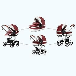Aveainelle PU Leather 2 in 1 Baby Stroller with