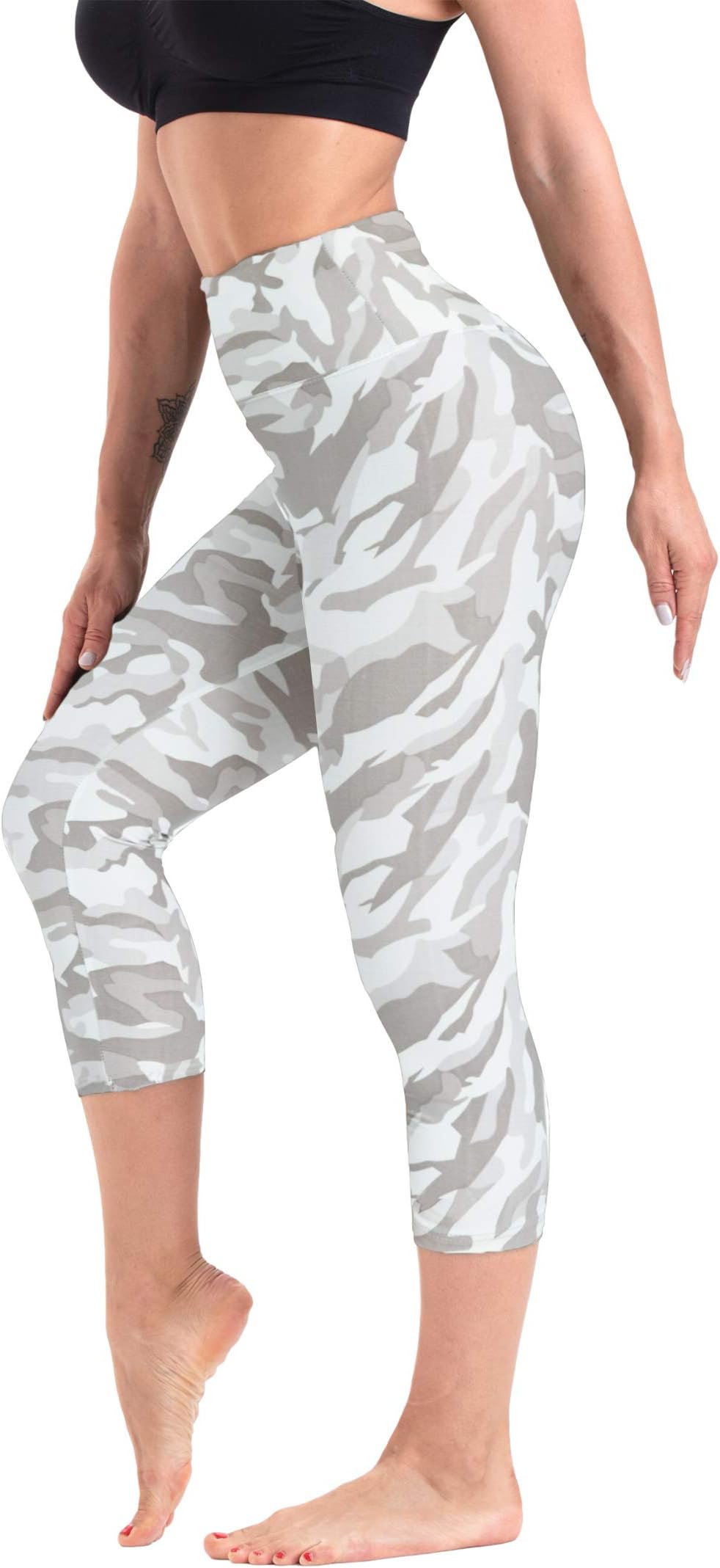 Capri Leggings for Women - High Waisted Soft Tummy Control Workout Exercise Pants Tights for Yoga Running Cycling