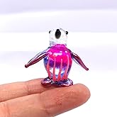 Sansukjai Penguin Tiny Figurines Hand Blown Glass Art Bird Animals Collectible Gift Home Décor (Multi-Pink)