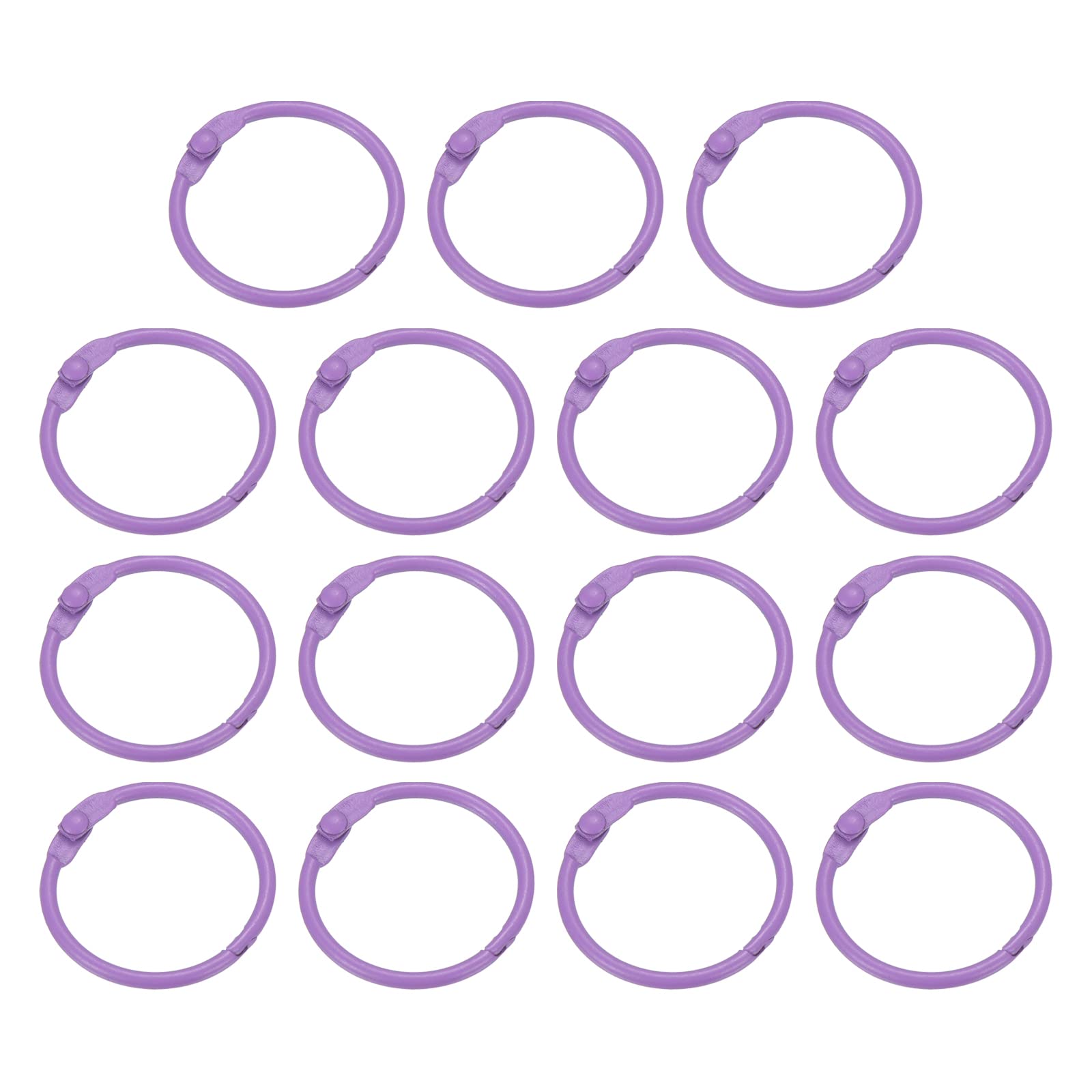 PATIKIL Loose Leaf Binder Rings 1 Inch, 15 Pack Metal Flash Card Book Binding Rings for Key Chain Index Card Scrapbooks, Purple