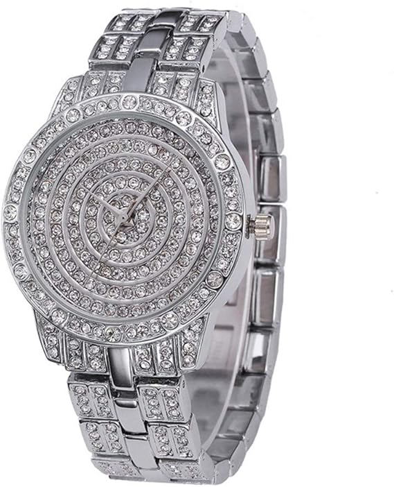 Iced Out Uhr Herren Silber Diamant Uhr Iced Out Armbanduhr Unisex Hip Hop Edelstahl Bling Armbanduhr Amazon De Uhren