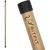 RitFit Natural Bamboo Yoga Stick, 57" (4.75 ft), Stretching &amp; Flexibility | Handmade Bamboo, 1.3" Diameter, Rubber Ends, No Assembly, Yoga, Pilates, Posture Correction, Core Strength, Portable