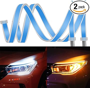 2 tiras de luces led para faros delanteros de 23 6 in flexible luz diurna luz de circulacion diurna luz decorativa y luz intermitente de color