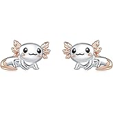 925 Sterling Silver Axolotl Earrings Stud Hypoallergenic Cute Axolotl Jewelry Gifts for Women