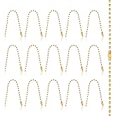 15 PCS Gold Ball Chain 3.9 Inch Bead Extension Keychain Cord with Connector Clasp Ball Chain Connectors for Art, Handmade, DIY