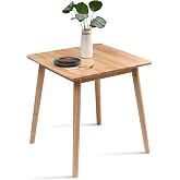 OGMILL 27.6" Small Square Dining Table for 2, Space-Saving Natural Kitchen Dinner Table Rustic Wood Mid Century Modern Table with Solid Wood Leg for Small Spaces