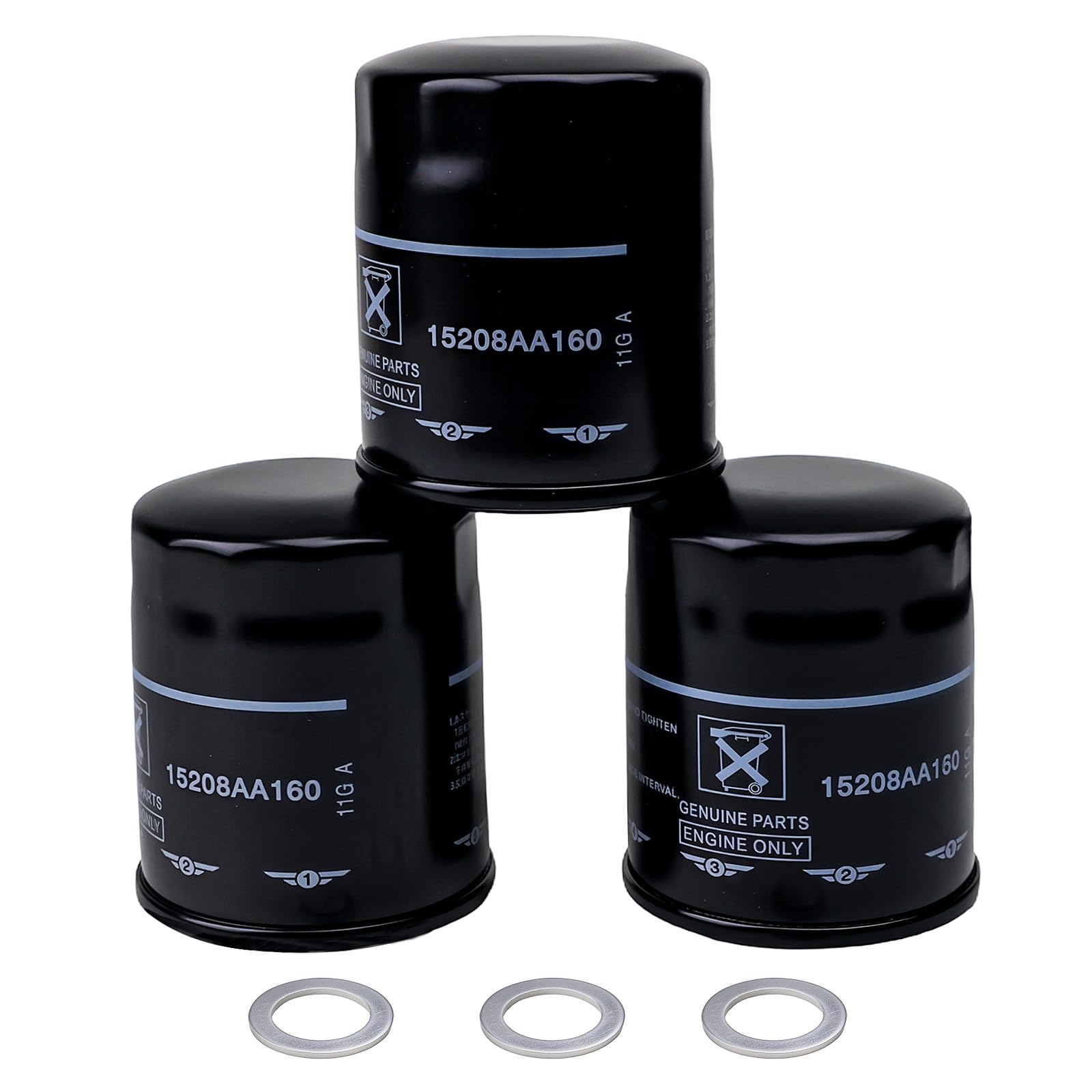 Photo 1 of 15208AA21A Engine Oil Filters Fit for Subaru 2013-25 Outback & Legacy, 2012-25 Impreza, 2011-25 Forester, 2016-25 Crosstrek, 2013-25 XV Crosstrek, 2019-25 Ascent Replace 15208AA160,15208AA20A(3 Pack)