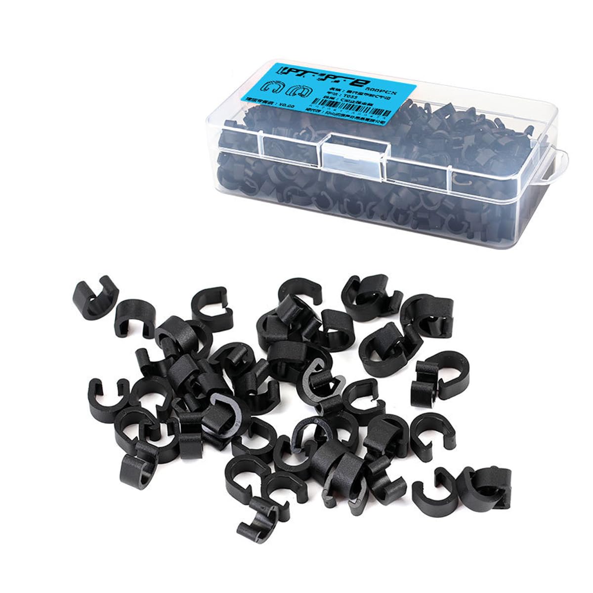 HOUSON 500PCS Bicycle C-Clips Clamps, U-Clips Housing Hose Guide Bicycle Brake Buckle for MTB BMX Mountain Bike