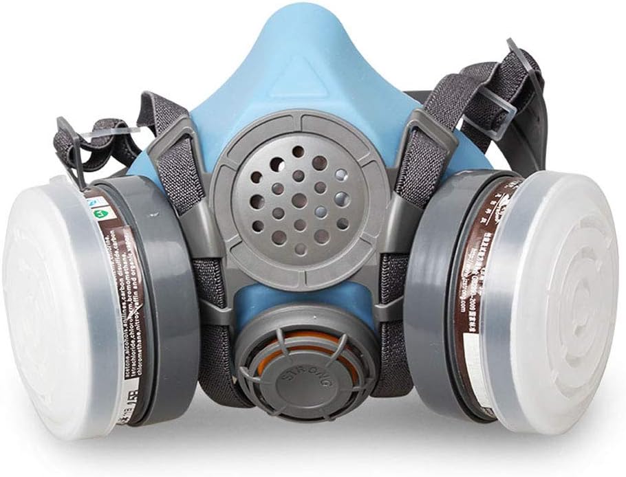 WORKCARE Half Face Respirator, Facepiece Reusable Respirator Protection with Double Cartridges, Activated Carbon Paint Multi-Purpose Safety Cover