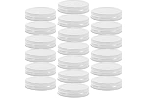 Homoyoyo 20pcs Leakproof Tinplate Mason Jar Lids 70mm White Reusable Canning Covers for Wide Mouth Jars