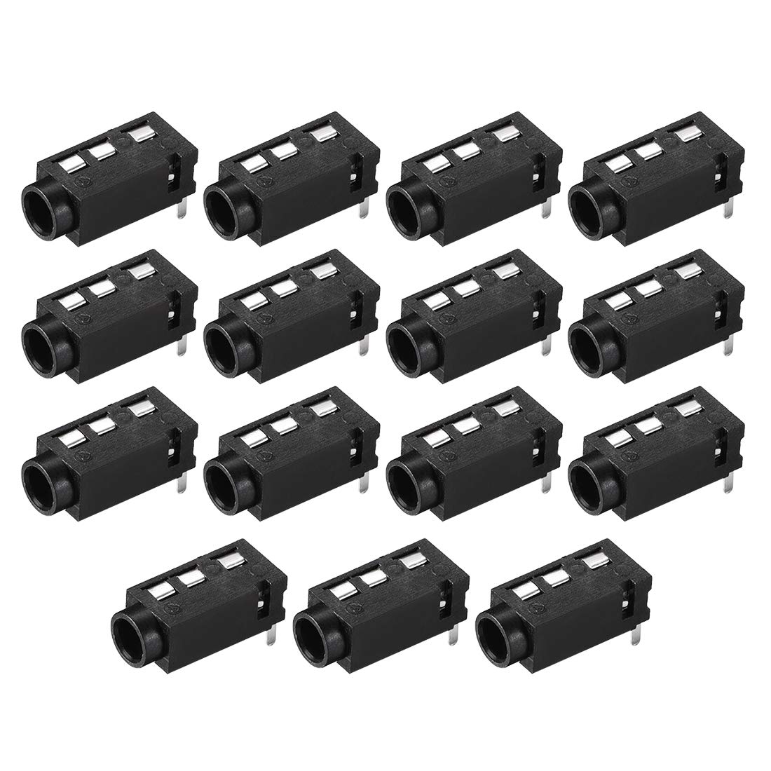 sourcing map 3.5 mm Audio Jack Connector PCB Mount Female Socket 4 Pin PJ-320A 15pcs