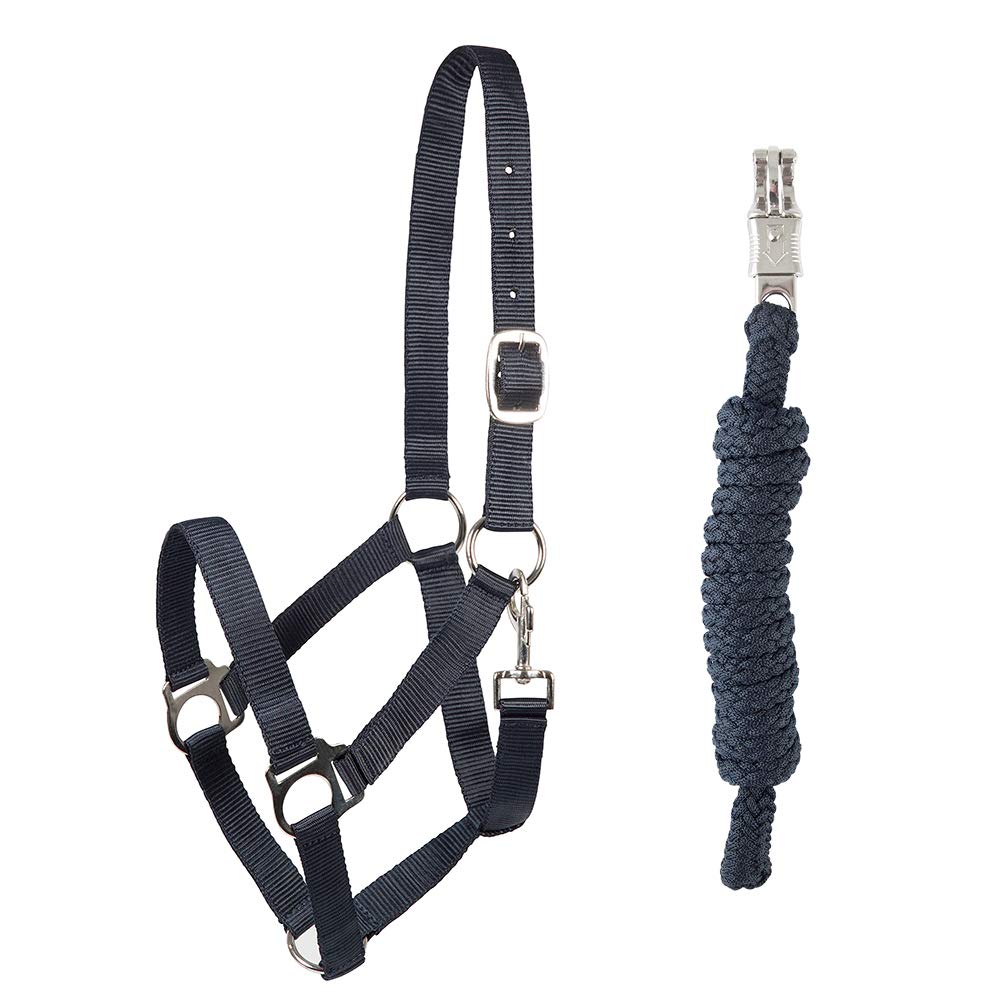 PFIFF 102931 Halter and Rope Set, Plastic Halter Lead Rope, Dark Blue Cob