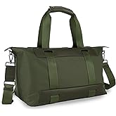 U+U Duffle Bag for Gym and Travel, Carry On Personal Item with Padded Laptop Sleeve, Water Resistant Weekender Overnight Bag (Hunter Green)