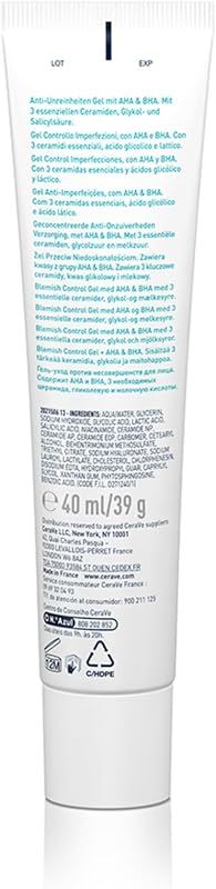 , Gel Control Imperfecciones, Tratamiento hidratante AHA / BHA, 40 ml