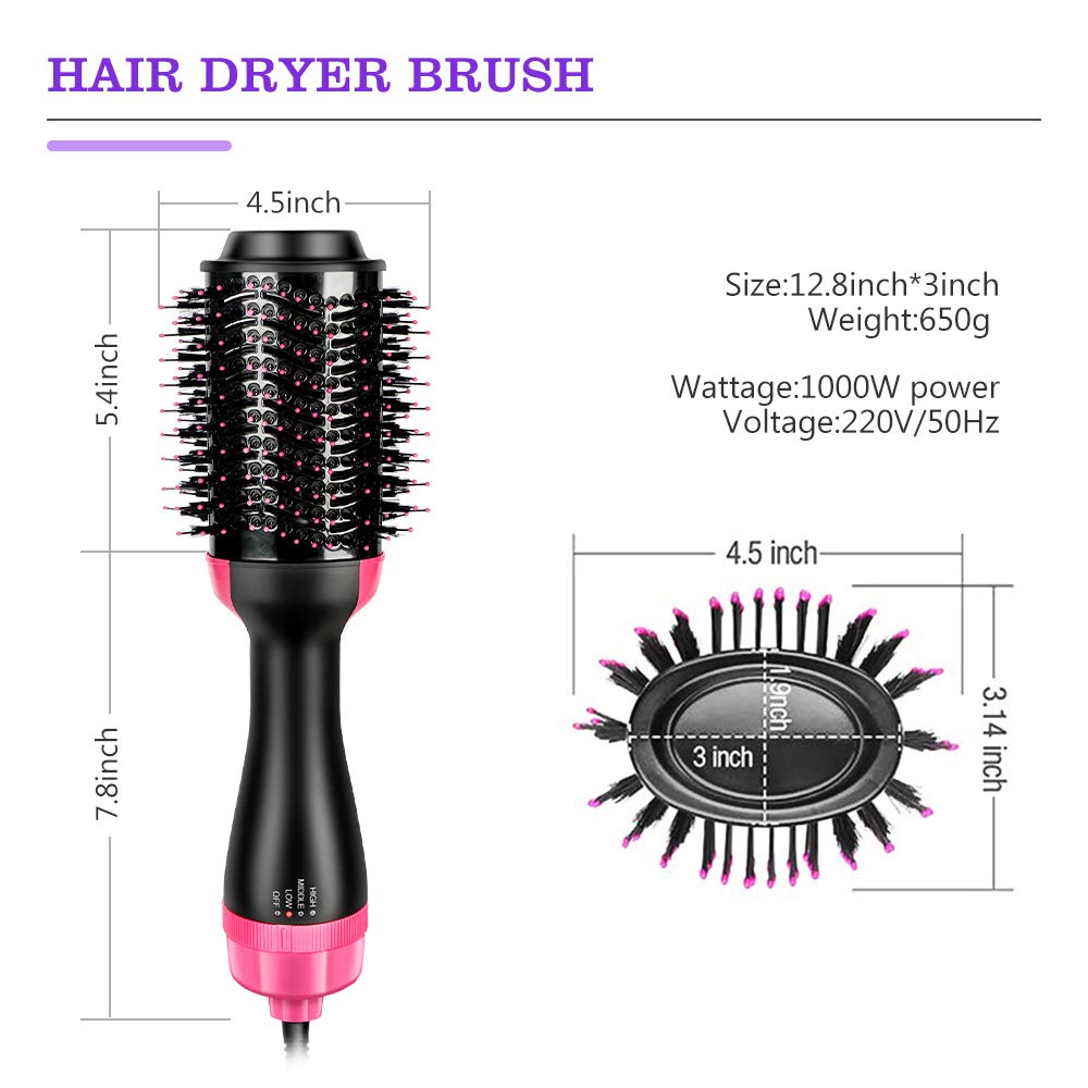 Hair Dryer Brush，Flymall One Step Hair Dryer & Volumizer Hot Air Brush 3-IN-1 negative ion Straightening, Curling, Fast Drying for Hair Styling, Reducing Frizz (black)