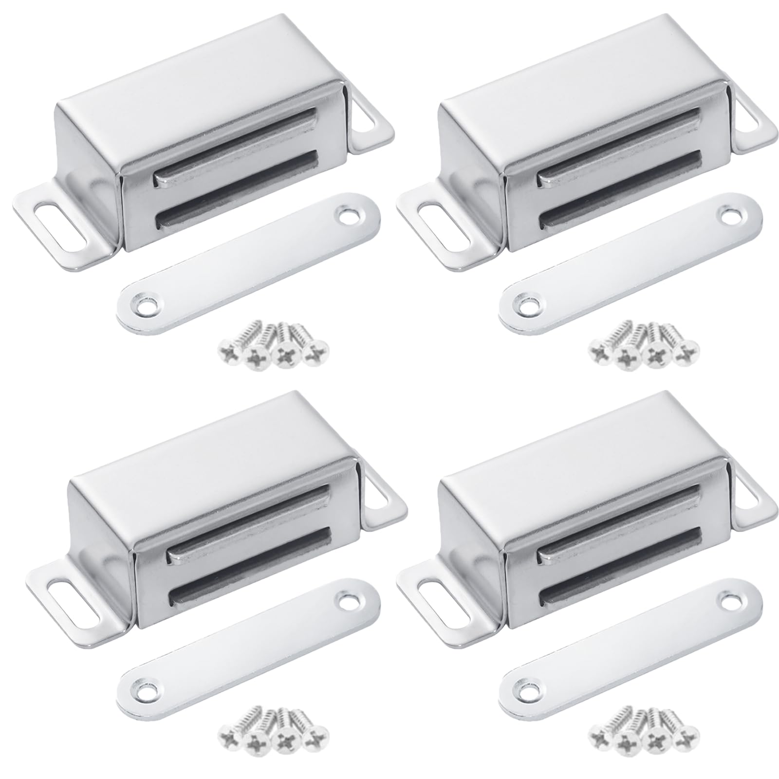 Anhoer 4Pcs Magnetic Door Catch 10KG Cupboard Door Magnets 20Lbs Magnetic Catch Stainless Steel Cabinet Door Magnetic Catches for Cabinet Drawer Kitchen Cupboard Wardrobe Closet