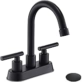 YardMonet Black Bathroom Faucets, 2 Handle Bathroom Sink Faucet, 4-Inch Centerset Bathroom Sink Faucet with Pop Up Drain and Water Supply Lines Bathroom Faucet Black
