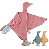 Security Blanket Loveys for Babies Boy Girl, Muslin Baby Lovey Security Blanket,Soft Breathable Organic Cotton Lovies,Unisex Newborn Toddler Goose Lovey Gifts (Peony)