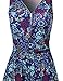 Awesome21 Floral Design Printed Sleeveless Zipper Front Romper Royal Blue Size M