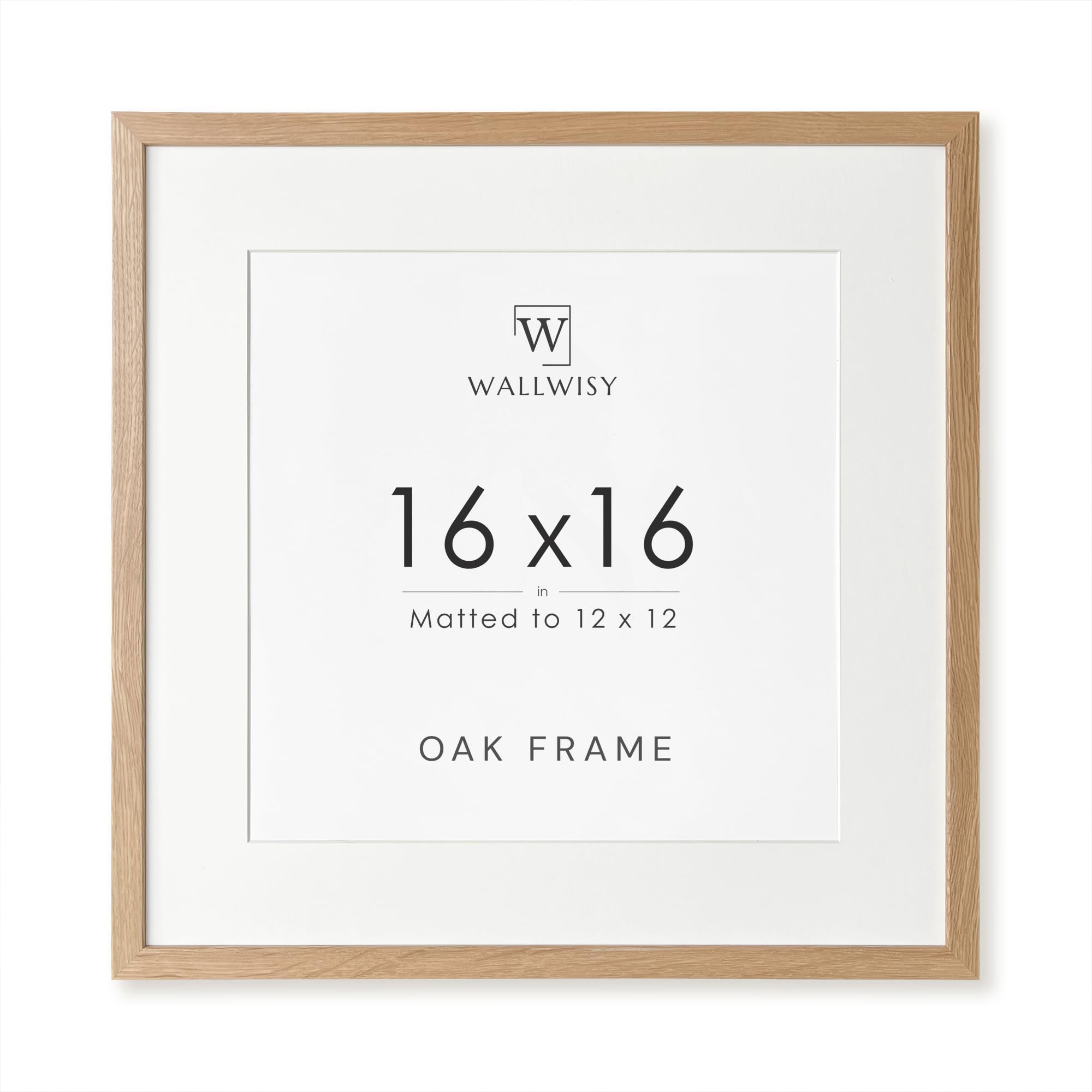 wallwisy 16x16 Picture Frame, Solid Oak 16 x 16