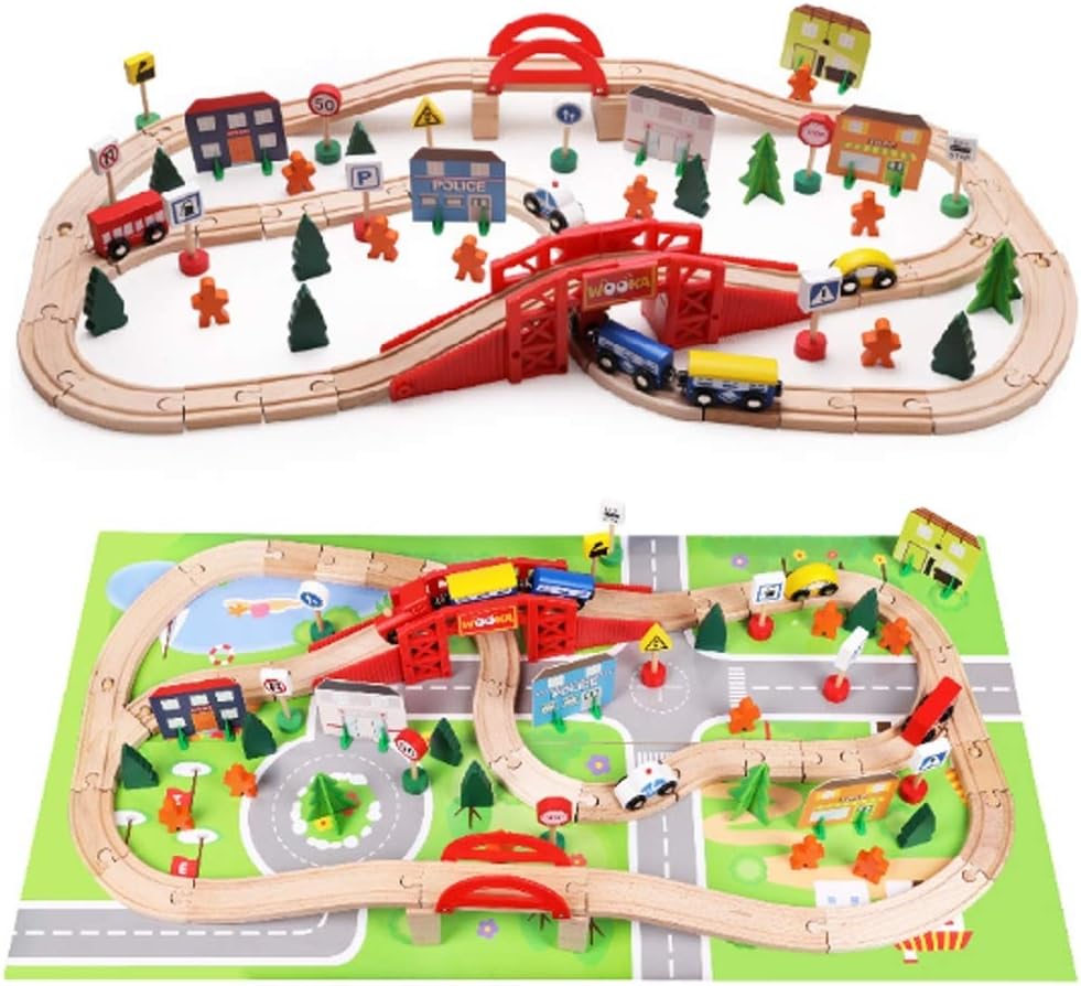 large wooden train set