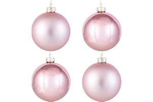 NORTHLIGHT WY00775 Pink Glass Ball Christmas Ornament Set, 4"